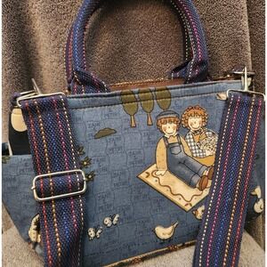 NWOT Jane & Peter Raggedy Ann And Andy Satchel Women Small Blue Picnic Crossbody